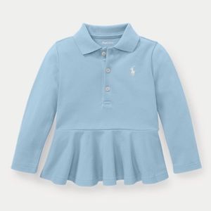 NWT Ralph Lauren Cotton Mesh Peplum Polo Shirt